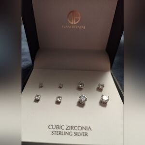 GIANI BERNINI, MACY'S, STERLING SILVER, CZ, 4 PAIRS, SILVER POST